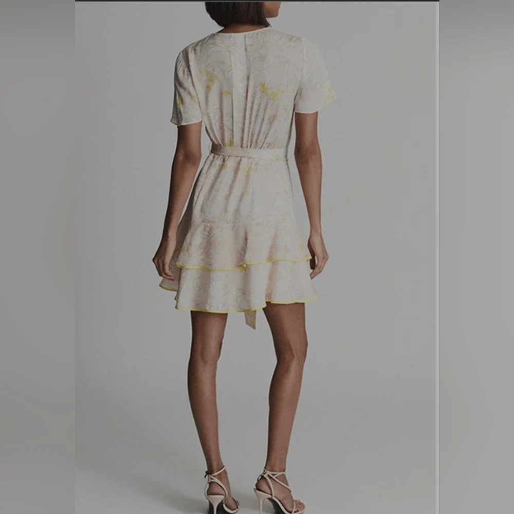 Reiss Carlotta Short Flutter Sleeve Dress in Blush Size US 4 - Picture 3 of 16